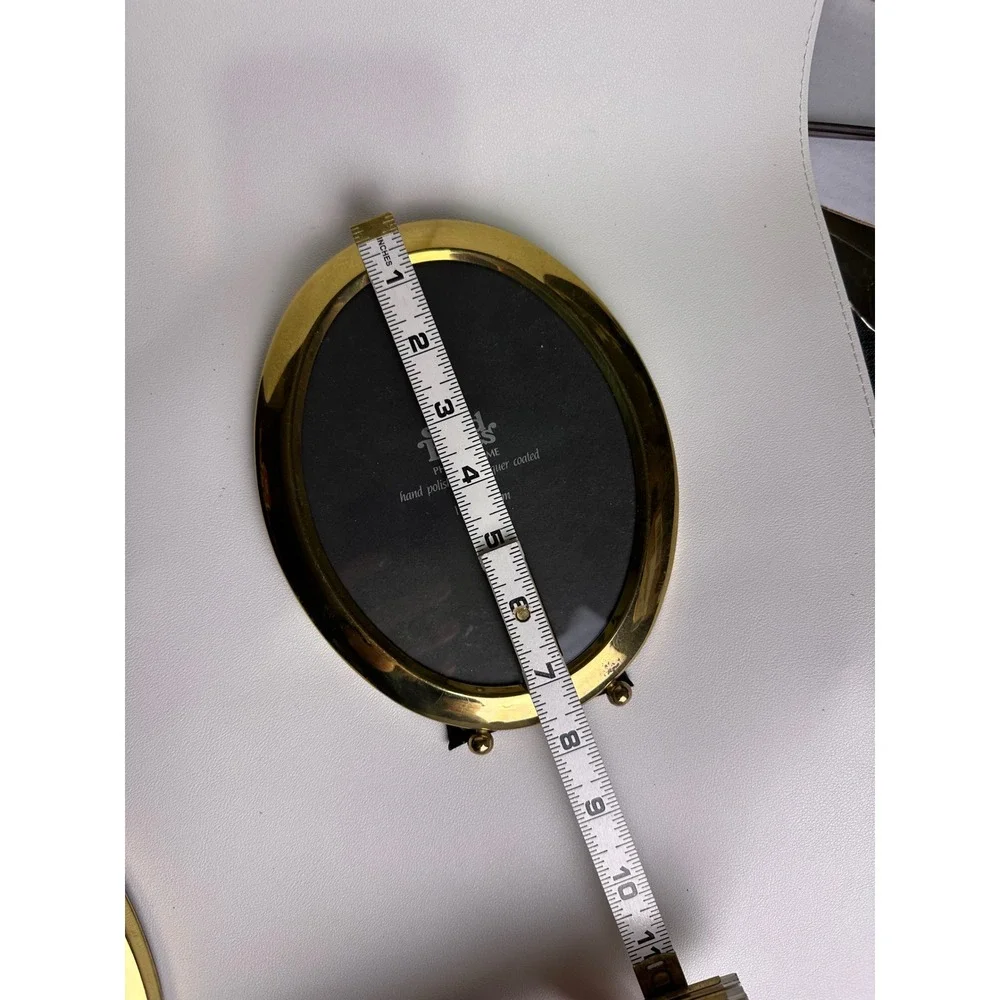 Vintage Solid Brass Oval Picture Frames Set of 2 Tabletop Standing Decor